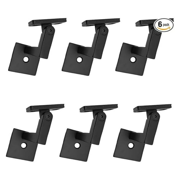Handrail Brackets - Adjustable Stair Railing Mounts 6-Pack - Heavy Duty Staircase Handrail Support - Modern Design for Wood, Concrete, & Drywall