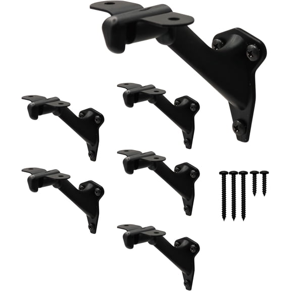 Handrail Brackets for Stairs 6 Pack Heavy-Duty 3-Inch Black Handrail Brackets for Stairs, Indoor/Outdoor Banister Support