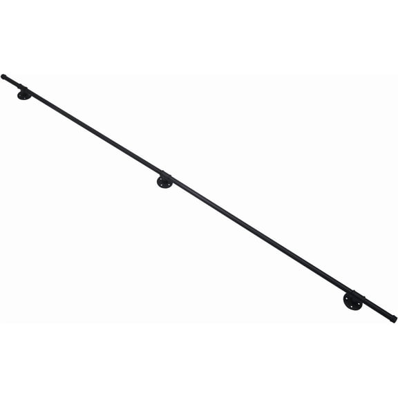 Handrail, Retro Metal Hand Rails for Indoor Stairs, Wall Mount Staircase Handrails Railing with Brackets, 8FT Stair Railing Indoor for Stairs Attics Hotel Lofts Black