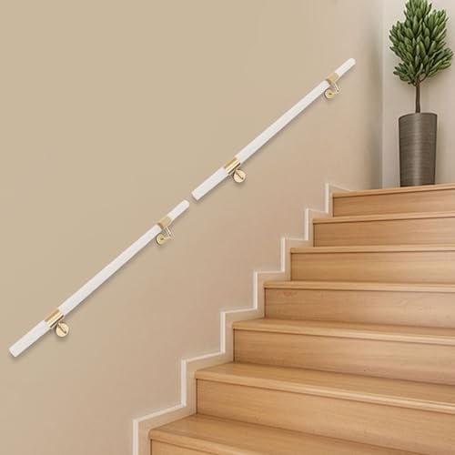 Handrails 2 Pack 3.3FT Acrylic Hand Rail for Indoor Stairs, Wall Mount Clear Staircase Railing with Golden Brackets, 176.4 Lbs Load Capacity Stair Railing Indoor for Hotel Lofts, Easy to Install