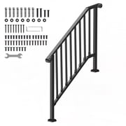Handrails for Outdoor Steps, 3-4 Step Stair Hand Rail Kit, Transitional Iron Railings with Installation Kit, Stair Rails for Seniors, Concrete Steps & Porch & Deck, Black Retro Arch