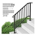thumbnail image 1 of Handrails for Outdoor Steps, 3-4 Step Stair Hand Rail Kit, Transitional Iron Railings with Installation Kit, Stair Rails for Seniors, Concrete Steps & Porch & Deck, Black Arch, 1 of 9