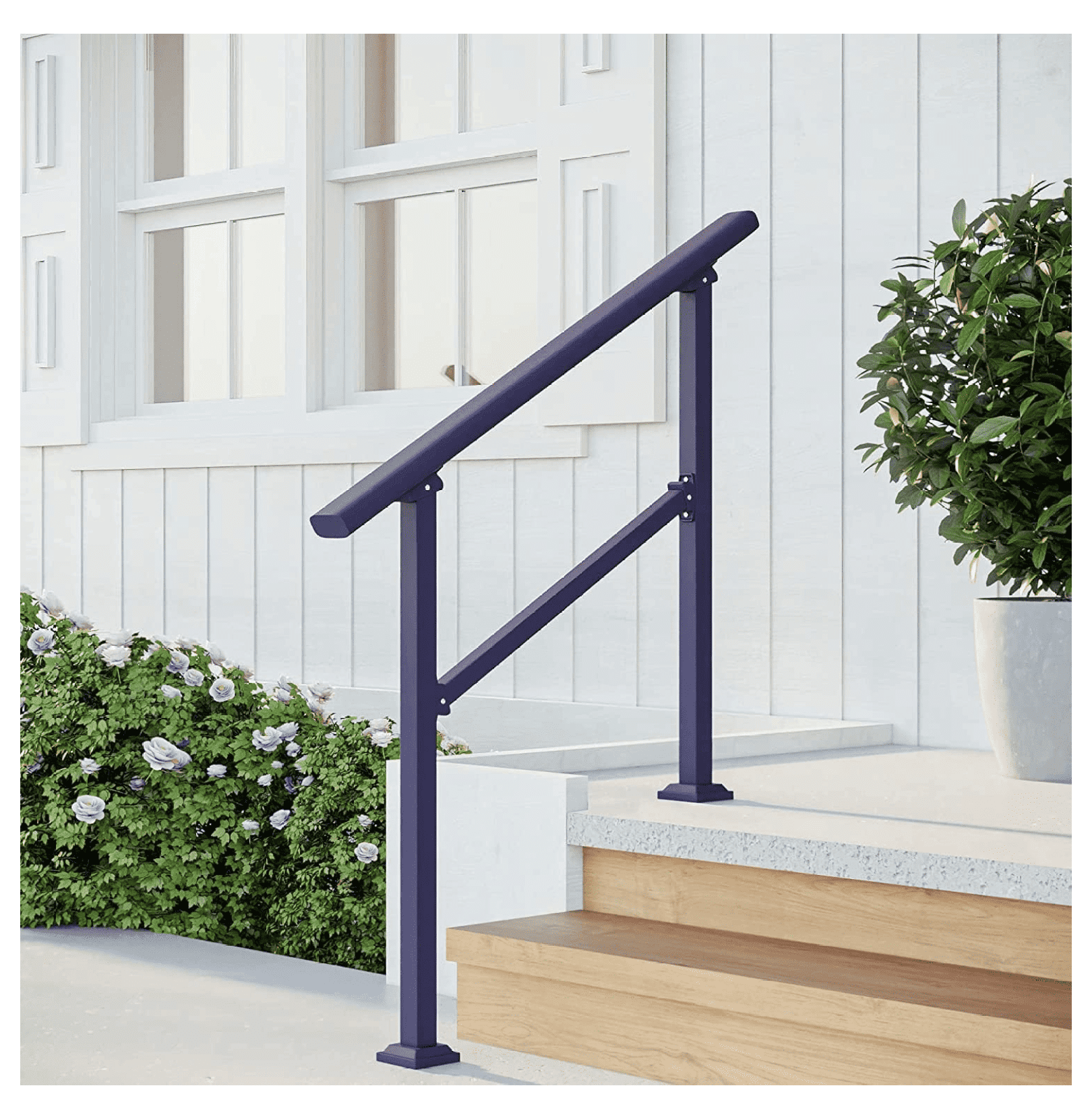 Handrails for Outdoor Steps 3 Steps Handrail - Black Outdoor Hand Rails ...