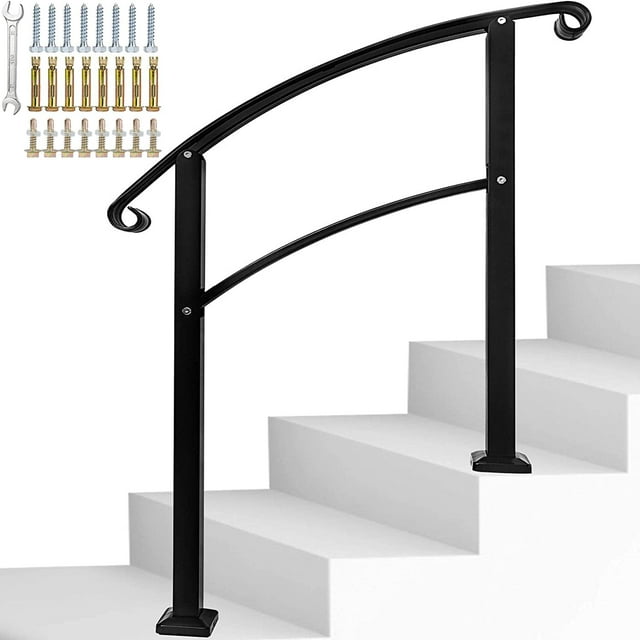 Handrails for Outdoor Steps, Adjustable Handrail 3 Step, Wrought Iron ...