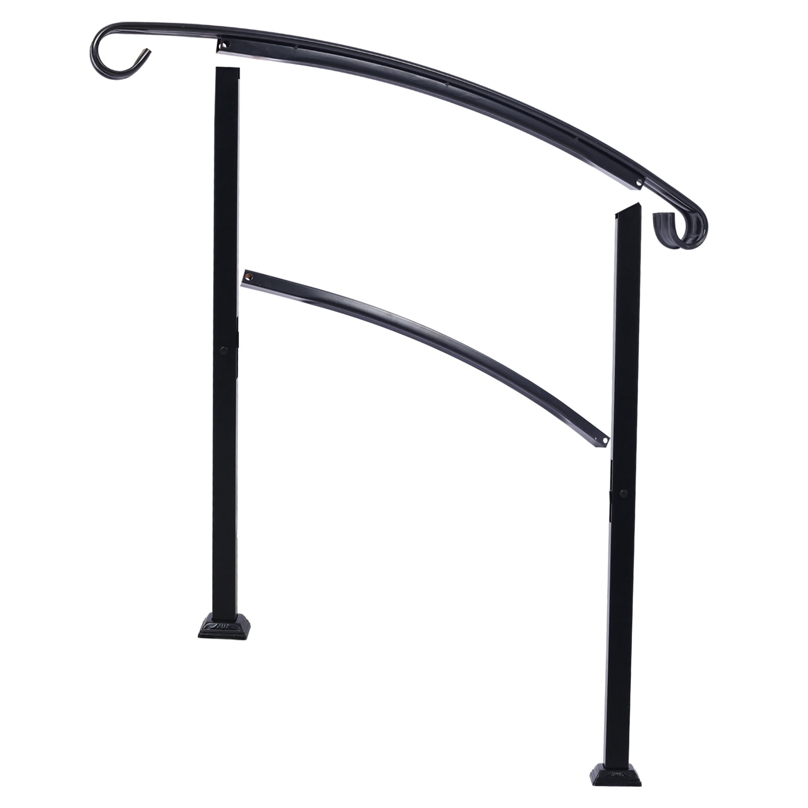Home Front Step Hand Railing Handrails for Outdoor Steps, Fit 1 or 3 Steps, Black Wrought Iron Stair ...
