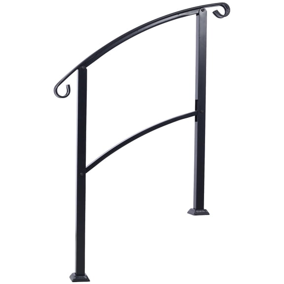 Handrails for Outdoor Steps, Fit 1 or 3 Steps Outdoor Stair Railing, White Wrought Iron Handrail, Flexible Front Porch Hand Rail, Transitional Handrails for Concrete Steps or Wooden Stairs,