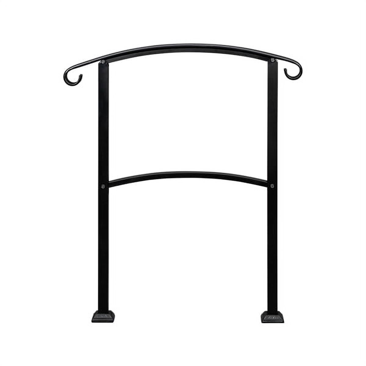 Handrails for Outdoor Steps, Fit 1 or 3 Steps Outdoor Stair Railing, Black Wrought Iron Handrail