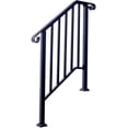 thumbnail image 1 of Handrails for Outdoor Steps, Fit 2 or 3 Steps Outdoor Stair Railing, Picket#2 Wrought Iron Handrail, Flexible Porch Railing, Black Transitional Handrails for Concrete Steps or Wooden Stairs, 1 of 9