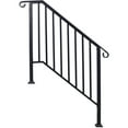thumbnail image 1 of Handrails for Outdoor Steps, Fit 3 or 4 Steps Outdoor Stair Railing, Picket#3 Wrought Iron Handrail, Flexible Porch Railing, Black Transitional Handrails for Concrete Steps or Wooden Stairs, 1 of 9