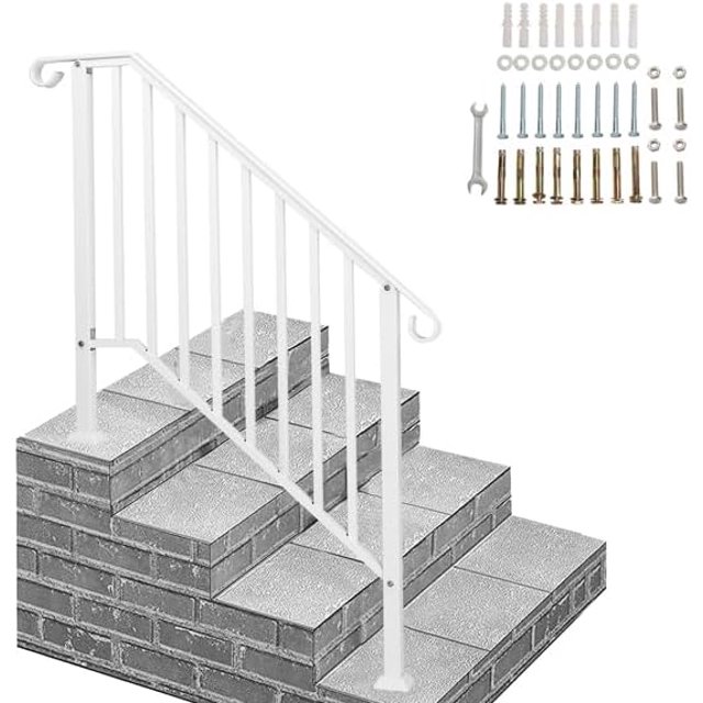 Handrails for Outdoor Steps, Fit 3 or 4 Steps Outdoor Stair Railing