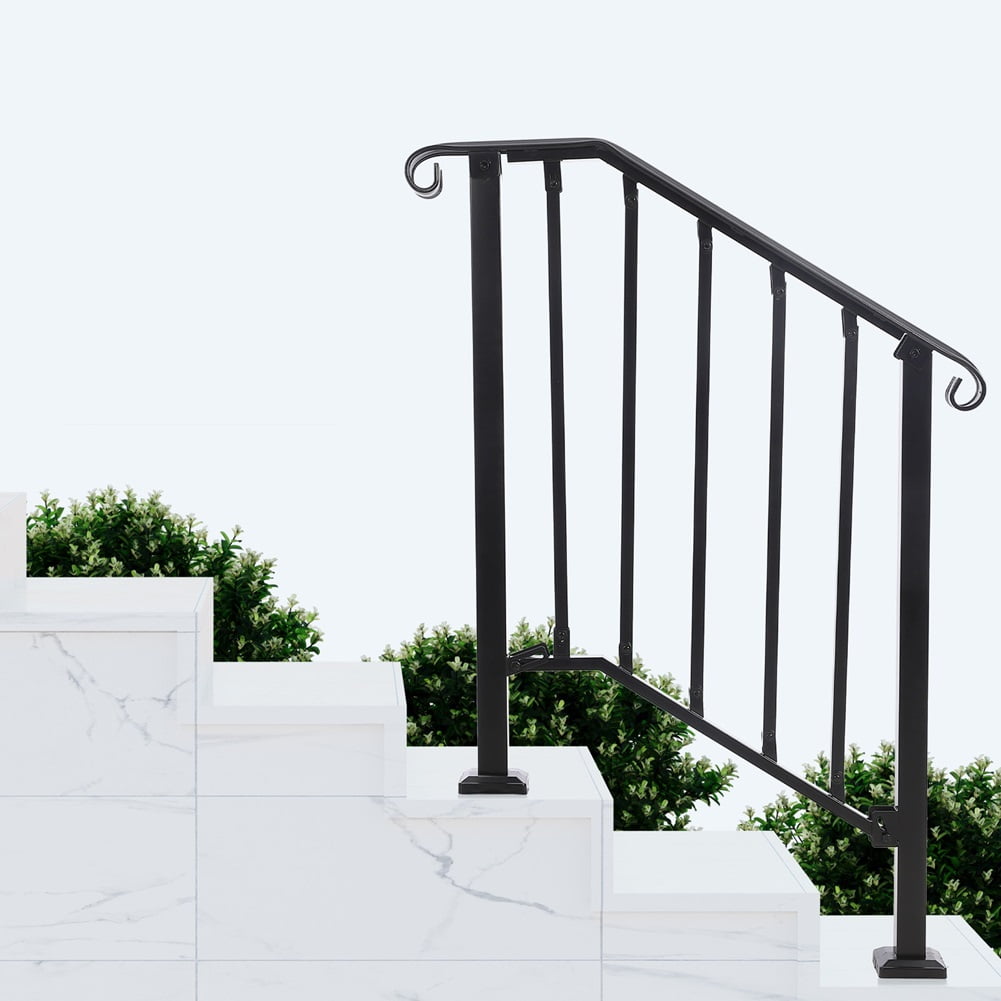Handrails for Outdoor Steps, Outdoor Stair Railing with Installation Kit, Staircase Handrail