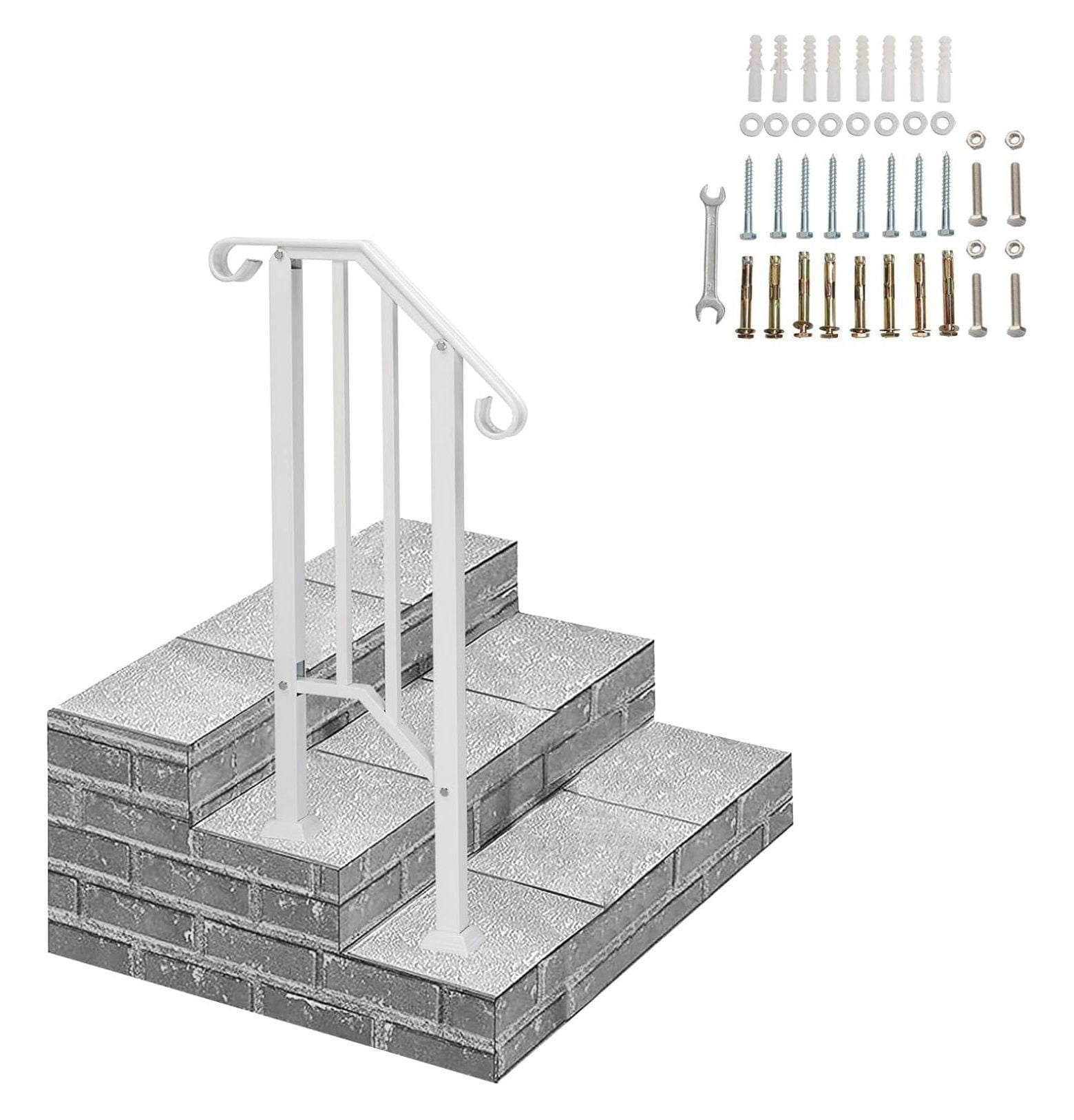 Handrails for Outdoor Steps, Wrought Iron Handrail Fits 1 Step