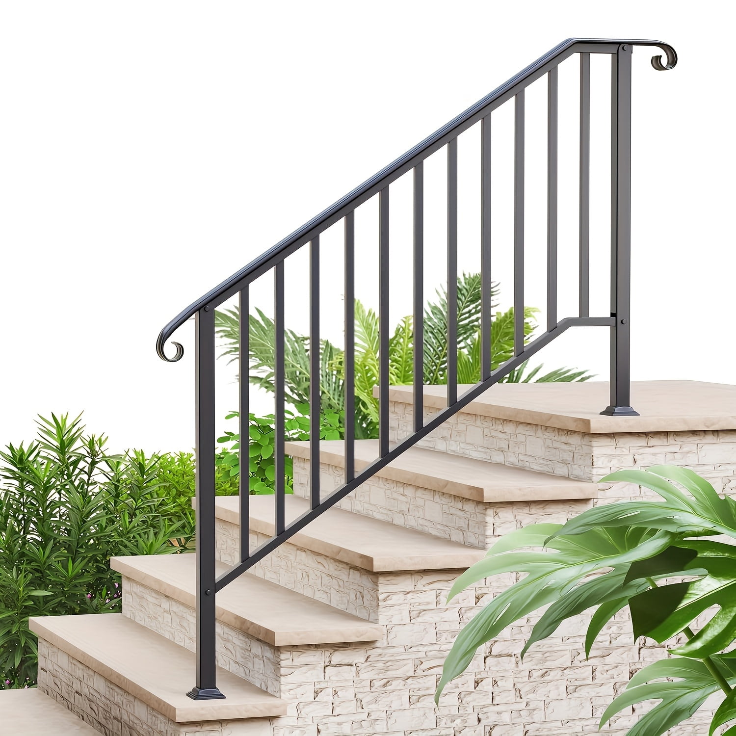 Steps Hand Railing Handrails for Outdoor Steps, Wrought Iron Stair Railing, Metal Hand ...