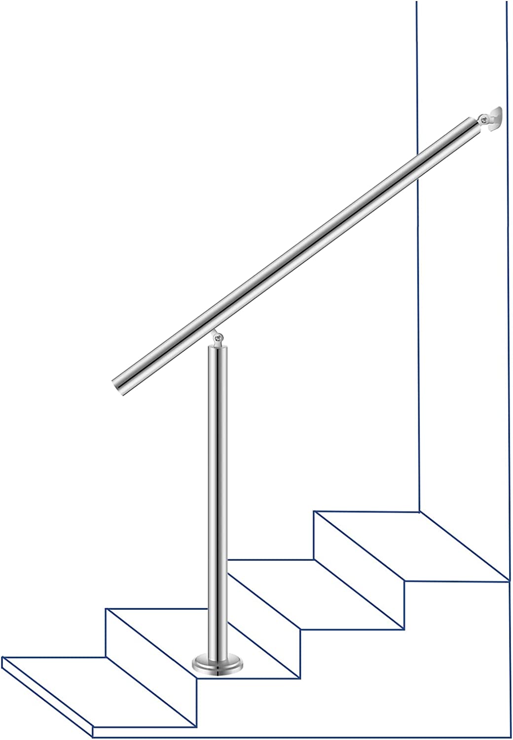 Handrails for Outdoor Steps, 304 Brushed Stainless Steel Handrail