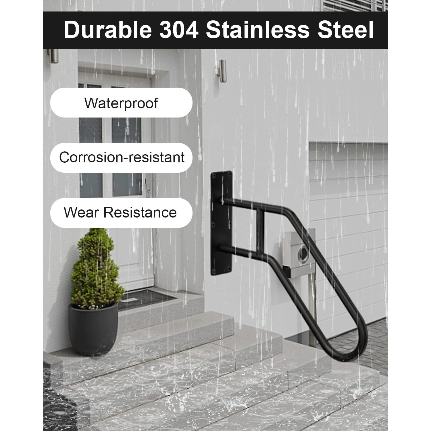 Handrails for Outdoor Steps Stair Railing Indoor, 1 to 3 Steps Stairs ...