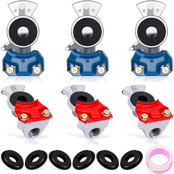 Hands, 3 Set Blue & Red Gladhands for Semi Air Lines 6 Hand Seals