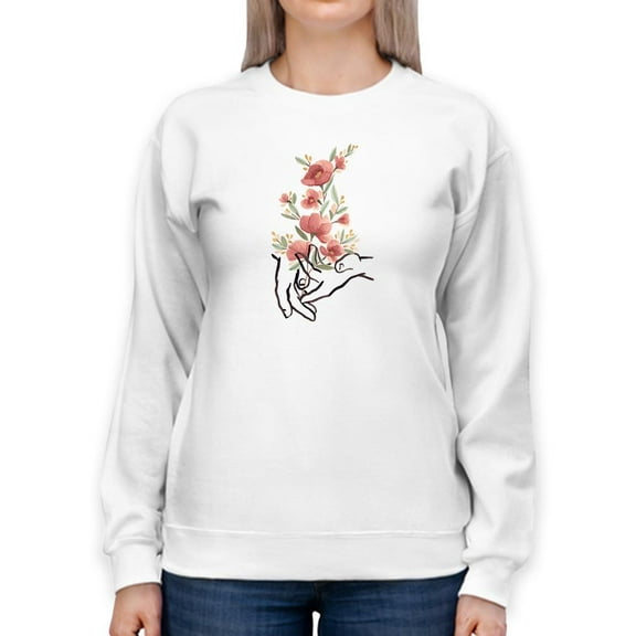 Hands And Flowers Ii. Sweatshirt Women -June Erica Vess Designs, Female 4X-Large