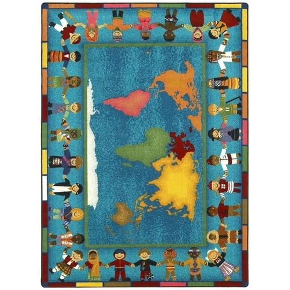 Hands Around the World 7 ft.7 in. Round WearOn Nylon Machine Tufted- Cut Pile Educational Rug