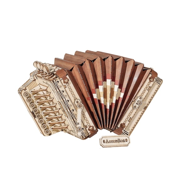Hands Craft 3D Modern Wooden Puzzle: Musical Instrument - Accordion