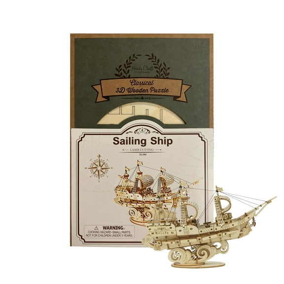 Wooden 3D Puzzle DIY (TG305) Sailing Ship Pieces: 118 pcs by Hands Craft