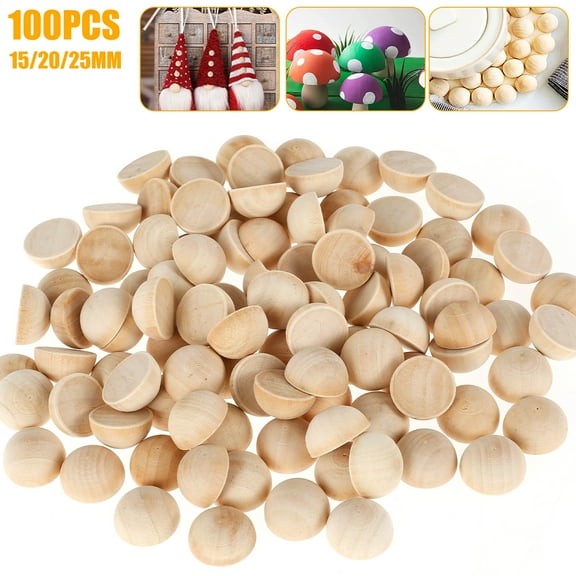 Hands DIY 100pcs Half Wooden Beads Unfinished Half Round Wooden Balls Split Wooden Balls Mini Half Wooden Craft Balls Craft Supplies for DIY Projects Kids Arts Wooden Ornaments