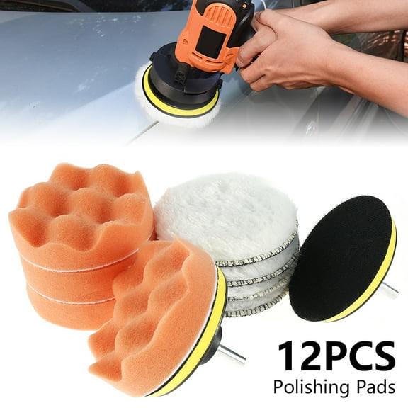Hands DIY 12pcs Polishing Pads Kit, 4 Inch (10.16cm) Sponge ​And Woolen Polishing Waxing Buffing Pads Kits, Kit For Car Sanding Auto Polisher Buffer Set For Drill With M10 Drill Adapter