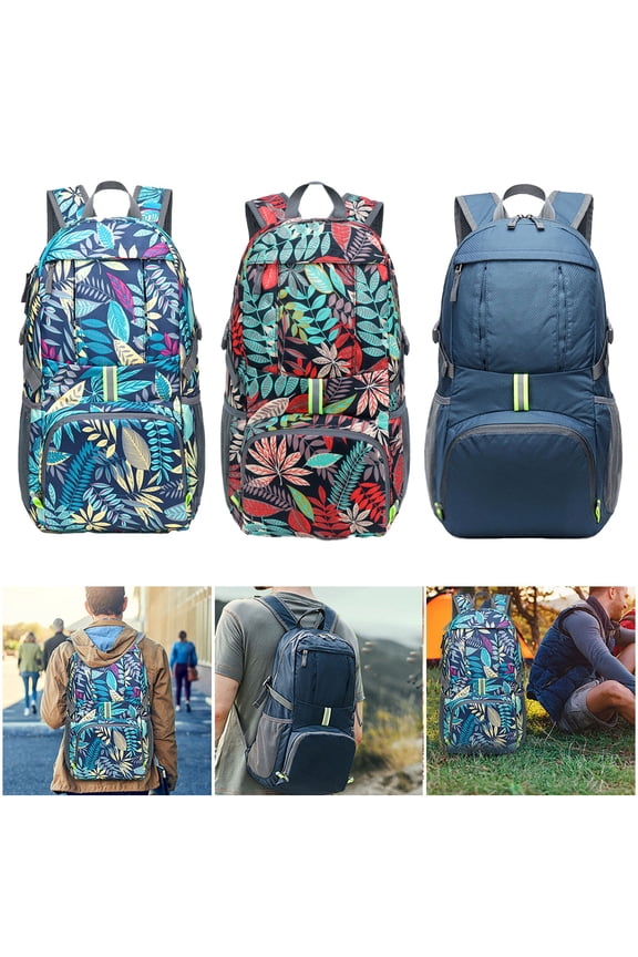 35L Hiking Backpack, Foldable Backpack Men Women Waterproof Packable Backpack Safe Reflective Design Walking Rucksack for Outdoor Camping Traveling Cycling Hiking