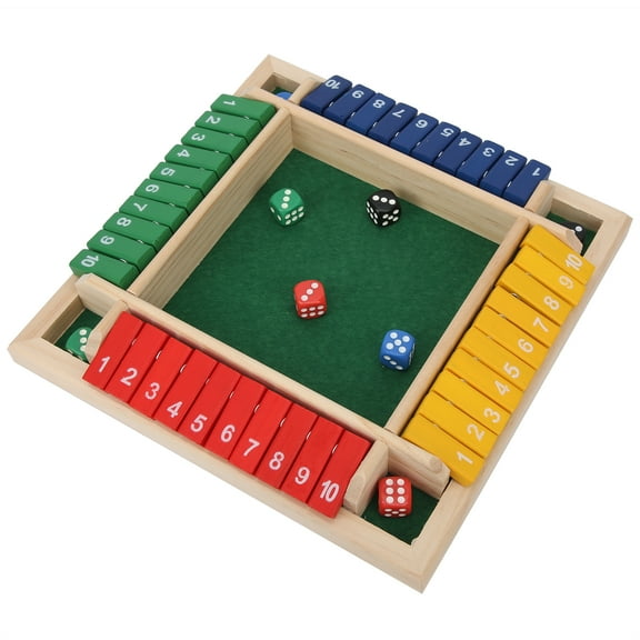 Hands DIY 4-Player Shut the Box Wooden Board Games Classic Dice Board Game Digital Flop Game Math Number Game Family Pub Bar 1-4 Players with 8 Colored Dice for Adults