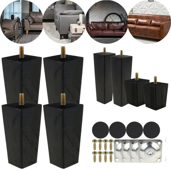 Hands DIY 4 Set Wooden Furniture Legs Sofa Legs Replacement Legs 6/15/20cm Solid Wood Table Legs Square Furniture Feet with Screws for Sofa Couch Chair Bed Table Cabinet