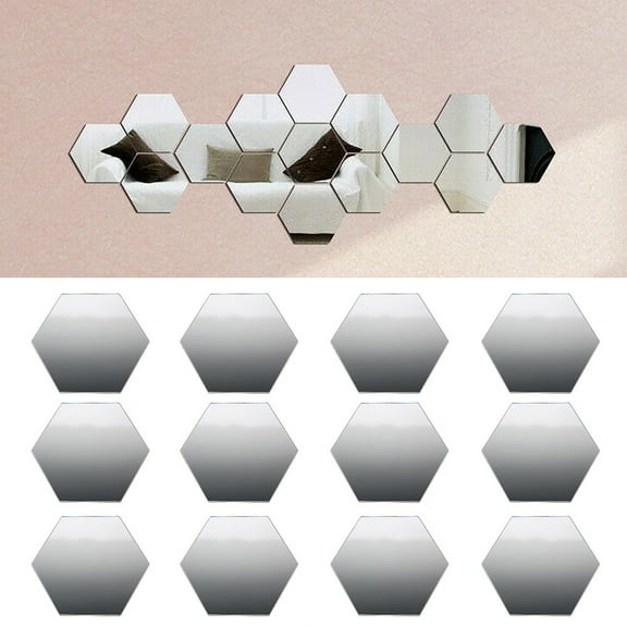 Hands DIY 48PCS acrylic mirror Hexagon Wall Sticker Decal Honeycomb Mirror for Home Living Room Bedroom Decor