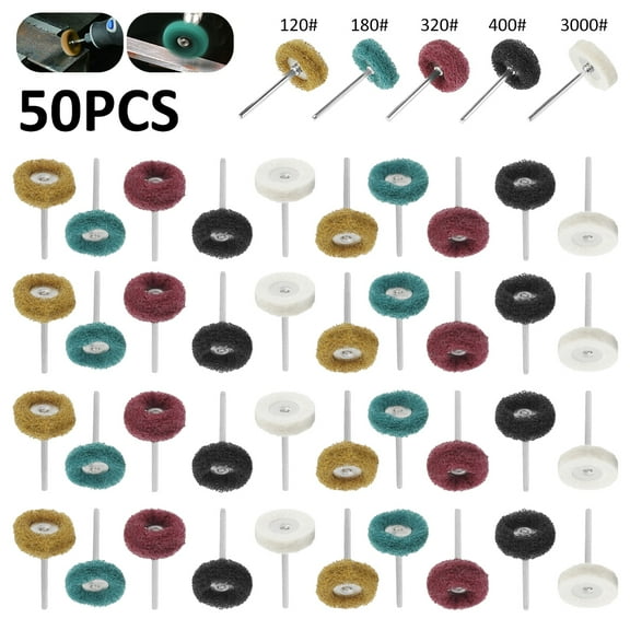 Hands DIY 50Pcs Abrasive Buffing Polishing Wheel, Buffing Wheels Set Kit, For Rotary Tool Accessories Polishing Buffing Wheel