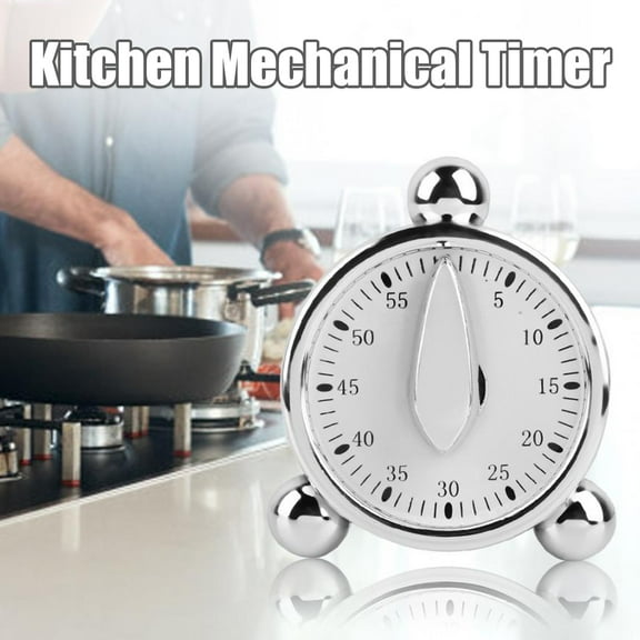Hands DIY 60 Minute Kitchen Timer Mechanical Cooking Timer Manual Countdown Timer with Alarm Sound for Kids and Adults Baking Cooking Steaming Barbecue Teaching (Silver)