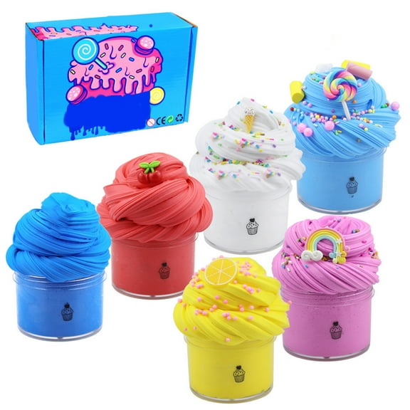 Hands DIY 6pcs Butter Sludge Toy Stress Relief and Anxiety Reduce Butter Slime Kit Non-sticky Clay Sludge Toy Sensory Development Slime Mud Supplies for Kids Ages 3+