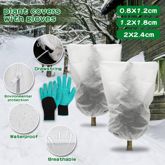 Hands DIY Plant Cover with Gloves Weatherproof Plant Freeze Protection Cover with Drawstring and Zipper Large Anti-UV Garden Jacket Non-woven Outdoor Plant Frost Protection for Trees and Shrub