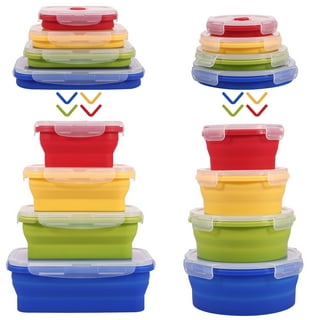 4Pcs Collapsible Food Storage Containers with Lids Round/ Rectangle Shapes  Silicone Collapsible Bowls Stackable Collapsible - AliExpress