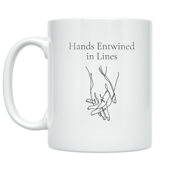 Hands Entwined in Lines Art - Connection Enthusiast - 11 oz Ceramic Coffee Mug
