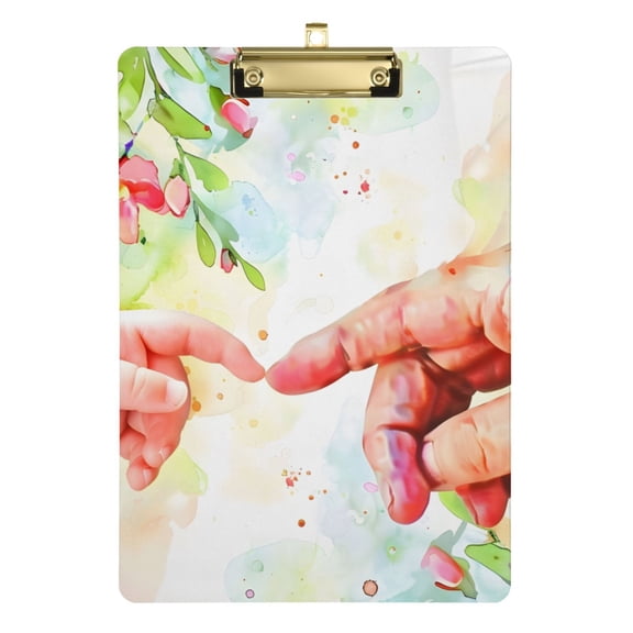 Hands Flowers Acrylic Clipboards 12 x 9 Inch A4 Size with Low Profile Clip Hanging Clipboard for Classroom School Office