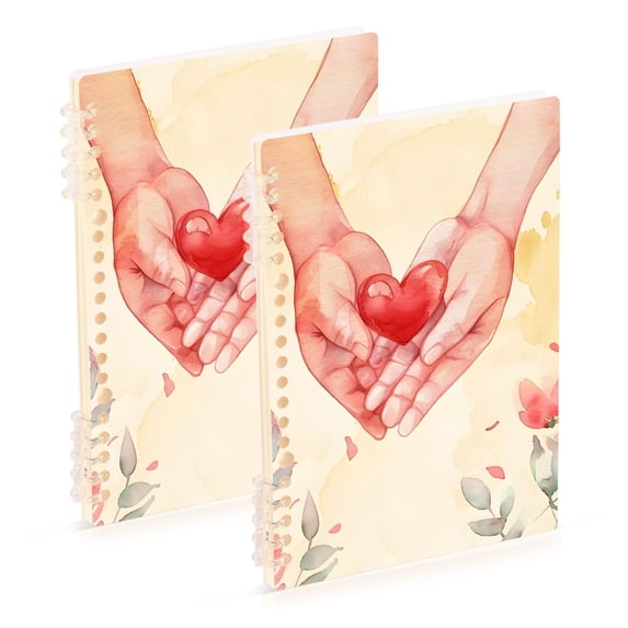 Hands Flowers Hearts Ring Binder Notebook Journey Note Diary College Ruled Spiral Notebook Study Loose Leaf Paper A5 60 Pages