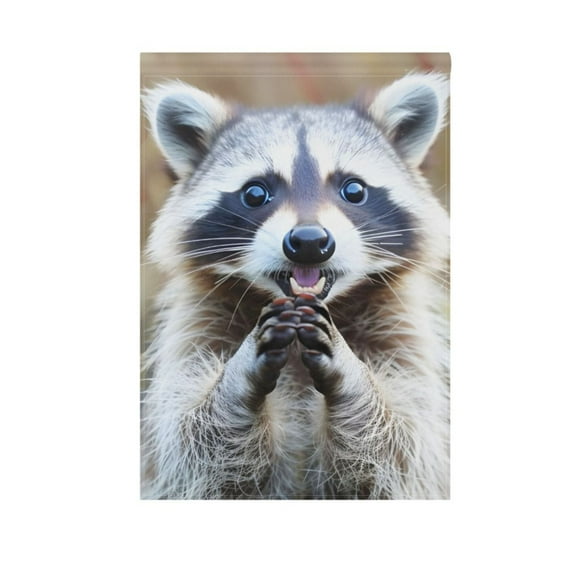 Hands Folded Raccoon Garden Flag 12"x18" Double-Sided Yard Flags for Outside Outdoor All Seasonal Decoration