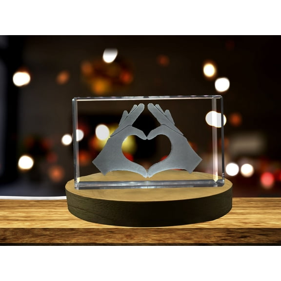 Hands Forming a Heart 3D Engraved Crystal 3D Engraved Crystal Keepsake/Gift/Decor/Collectible/Souvenir
