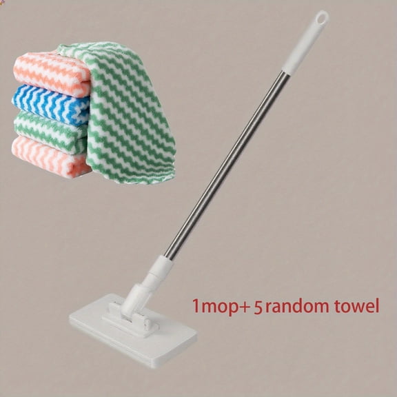 Hands-Free Automatic Mop System with 10 Cleaning Cloths – One-Click Fabric Replacement, Heavy-Duty ABS, Space-Saving for Floors & Bathrooms