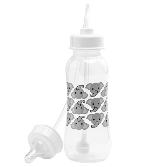 Hands-Free Baby Bottle - Anti-Colic Nursing System 9 oz Baby Bottle with Fast Flow Nipple/Teat 3m+ with Tube Straw Feeding System for Toddler 1 Year + (1 Pack - Elephant)
