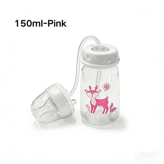 Hands-Free Baby Bottle PP BPA-Free with Weighted Straw for Lying Feeding and Self-Drinking