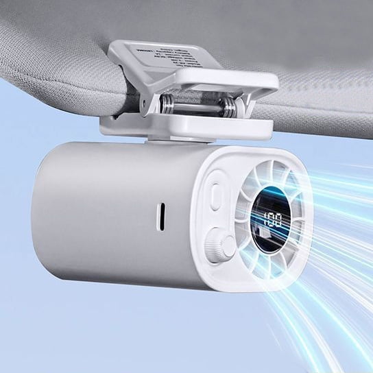 Hands-Free Cooling 360 Degree Adjustable LED Display Waist Clip Clamp Stroller Fan for Strollers, Desks, Tents