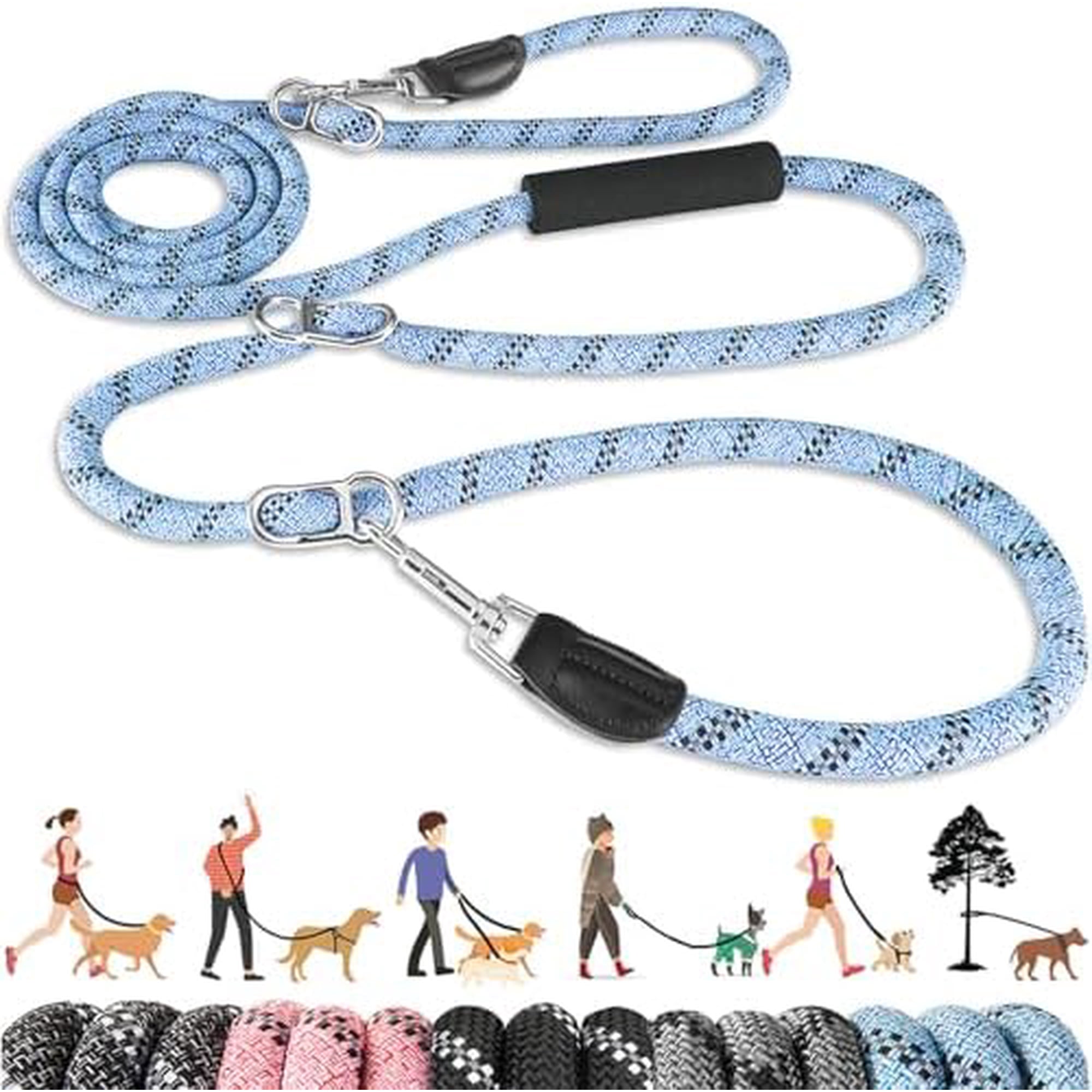 Hands Free Dog Leash, 10FT Adjustable Training Lead 1/2 Inch Nylon Heavy Duty Lead No Pull for Large Medium Dogs, Tangle Free Reflective Waist-Leash for Walking Running, (DB, Plus Handle)