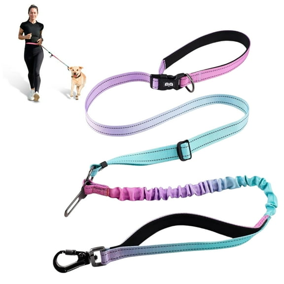 Hands Free Dog Leash, Adjustable Heavy Duty Bungee Waist Leash Belt for Medium Large Dogs Walking Running Hiking with Reflective