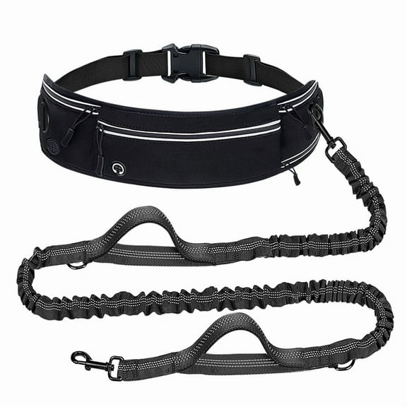 Hands Free Dog Leash for Dogs & Multi-Function Pockets,Adjustable Waist Belt Leash for Dog Walking-Leashes for Medium & Large Breeds-Pouch,Outdoor training Leash, Retractable Bungee,Padded Handles