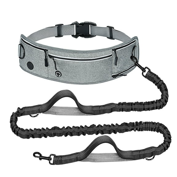 Hands Free Dog Leash for Dogs & Multi-Function Pockets,Adjustable Waist Belt Leash for Dog Walking-Leashes for Medium & Large Breeds-Pouch,Outdoor training Leash, Retractable Bungee,Padded Handles