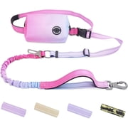 Hands Free Dog Leash with Zipper Pouch, 6-9ft Bungee Waist Leash for Medium Large Dogs Walking, Running Lead with Dual Padded Handles Car Safety Buckle for Training Jogging