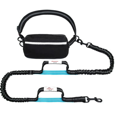 Hands Free Dog Leash with Zipper Pouch for Large Medium and Small Dogs Suitable for Running Walking Jogging and Hiking Adjustable Waist Belt Dual-Handle Reflective Durable Bungee by Innoshopp